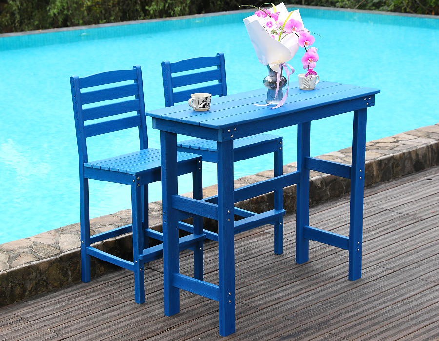 Vibrant Blue Social HDPE Bar spisestuesett