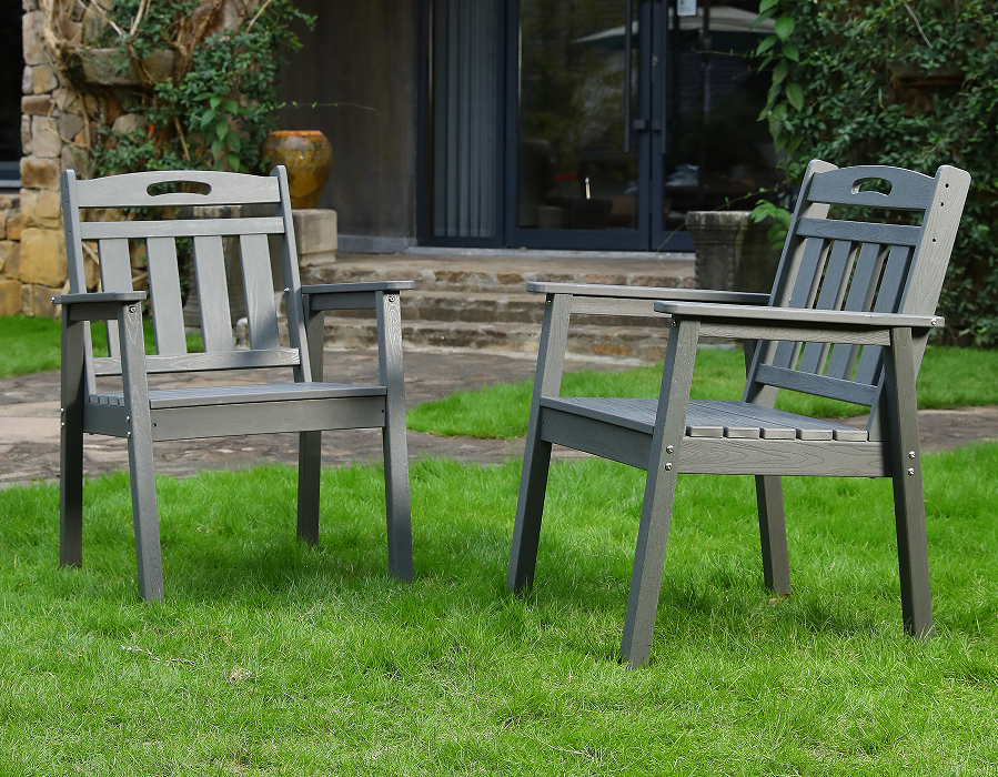Skifergrå 2-Pack oppreist HDPE Adirondack spisestuestol