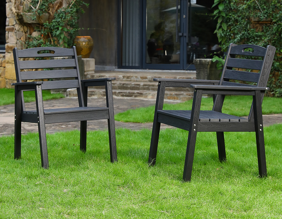 Sort 2-Pack Cross Back HDPE Adirondack spisestuestol