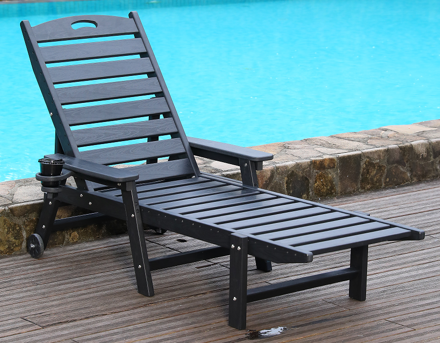 Midnight Black HDPE Håndtak-Ready Adirondack Lounge Chair