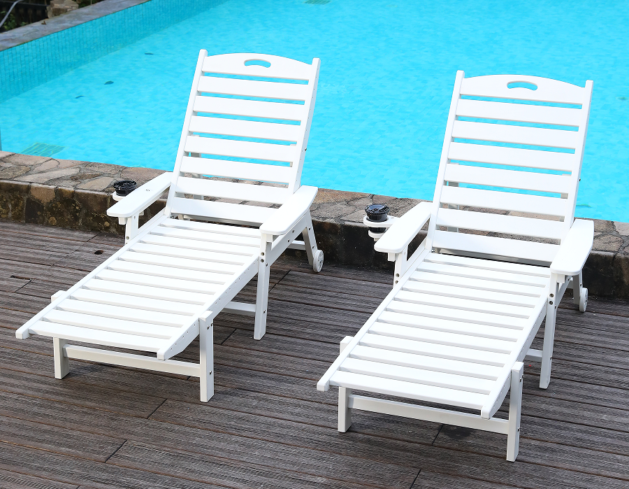 Pure White 2-Pack HDPE Minimalistisk Adirondack Lounge Set