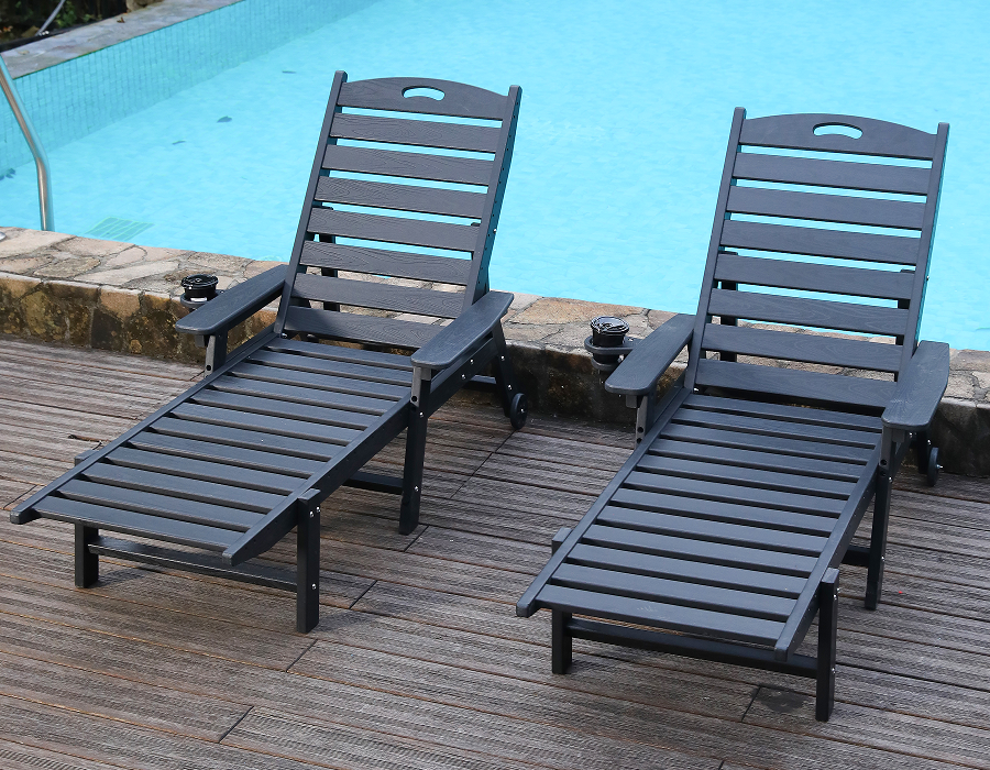 Jet Black 2-Pack HDPE Reclining Adirondack stolsett