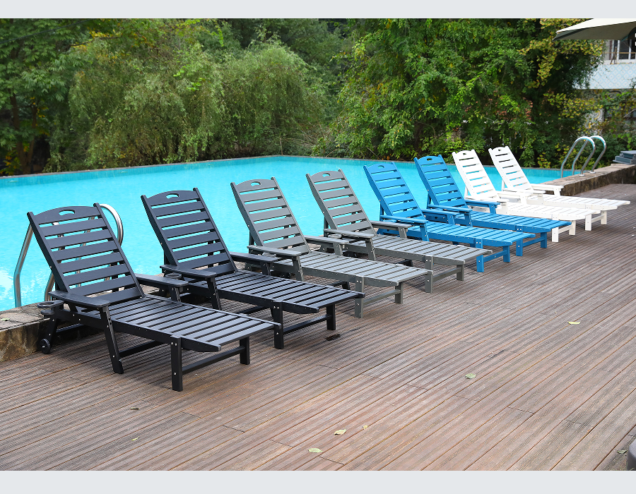 Midnight Black HDPE Håndtak-Ready Adirondack Lounge Chair
