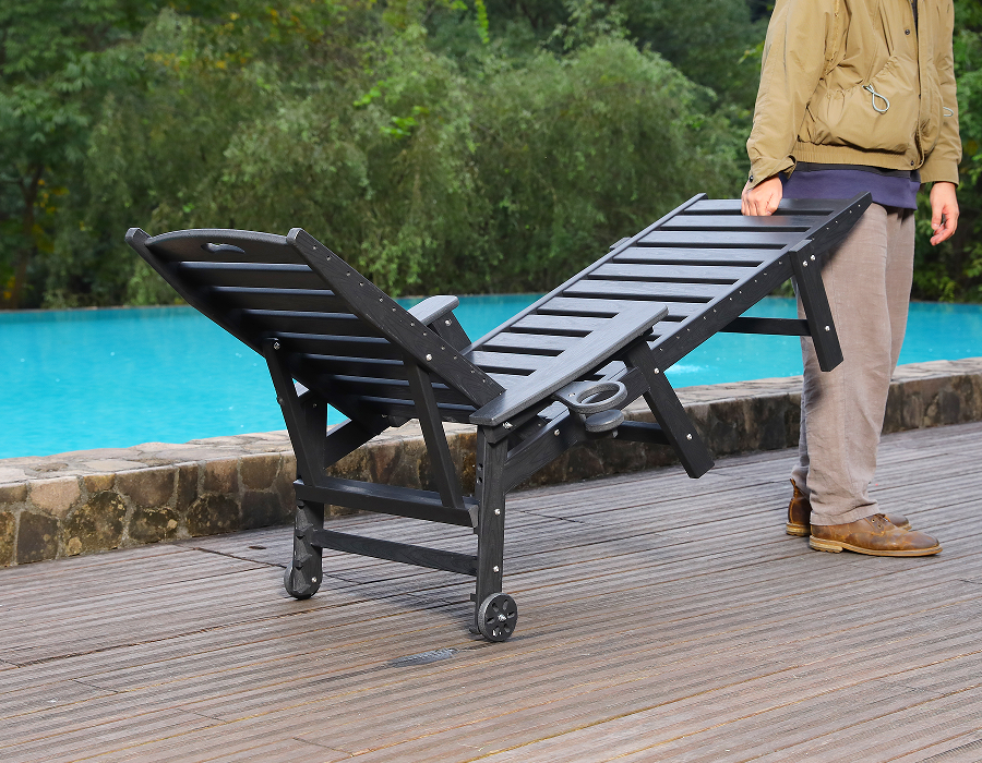 Midnight Black HDPE Håndtak-Ready Adirondack Lounge Chair
