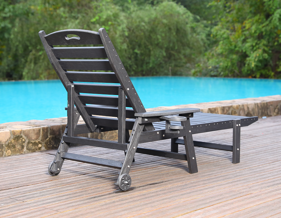 Midnight Black HDPE Håndtak-Ready Adirondack Lounge Chair