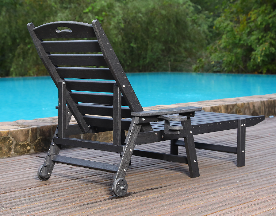 Midnight Black HDPE Håndtak-Ready Adirondack Lounge Chair