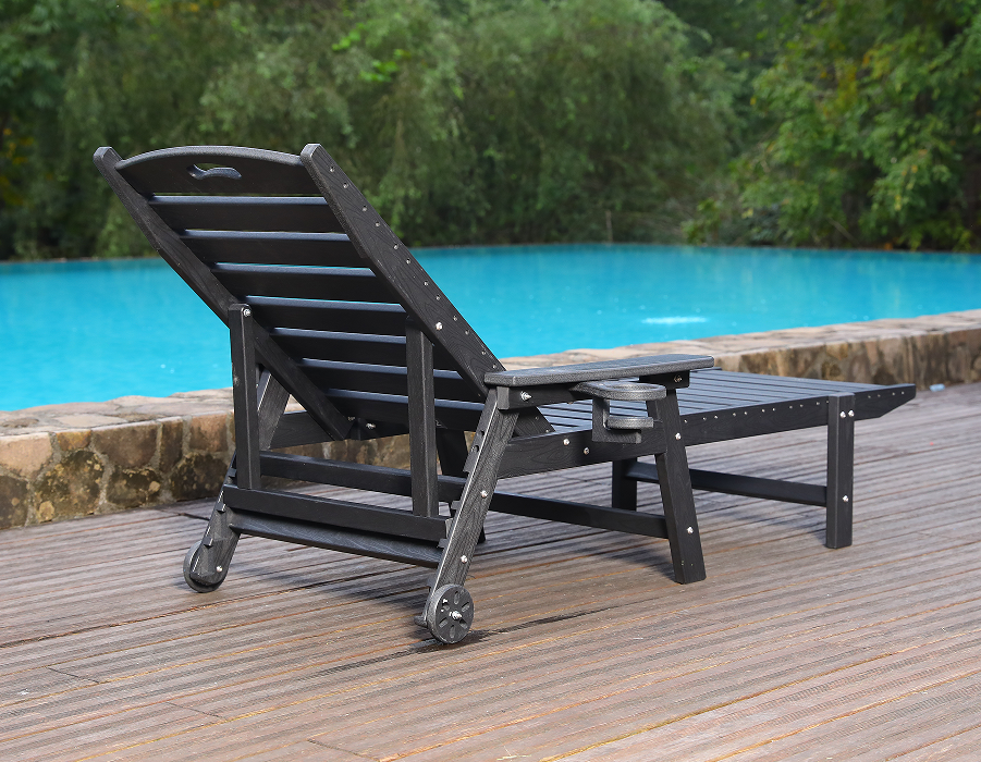Midnight Black HDPE Håndtak-Ready Adirondack Lounge Chair