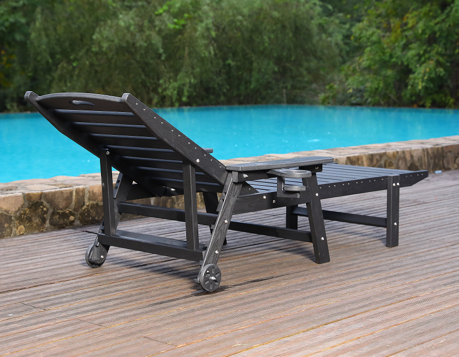 Midnight Black HDPE Håndtak-Ready Adirondack Lounge Chair