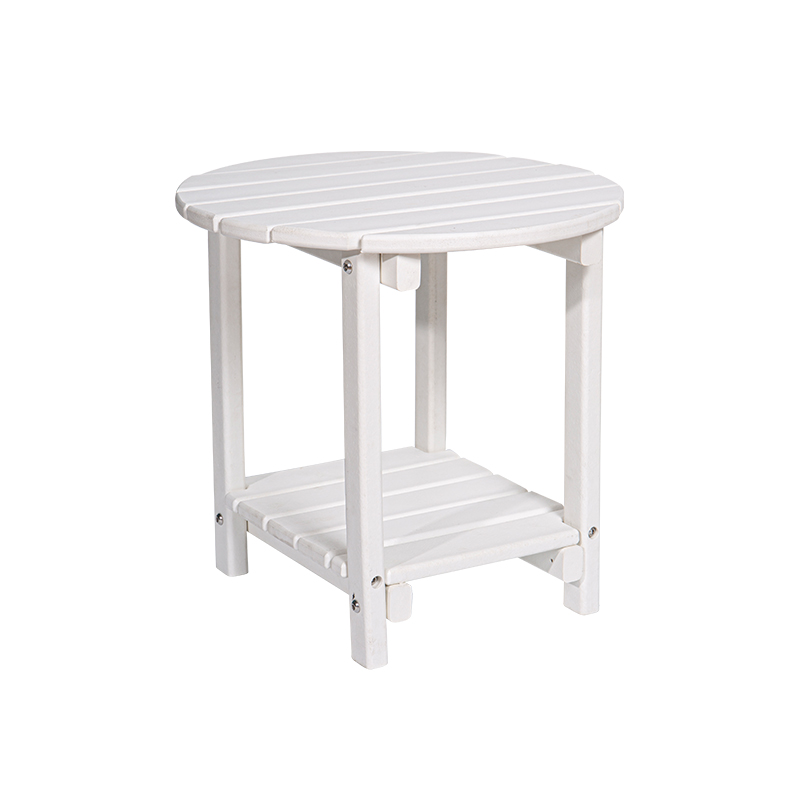 White Wood Grain Effect Rundt multifunksjonelt bord HDPE-materiale med firkantet oppbevaringsstativ