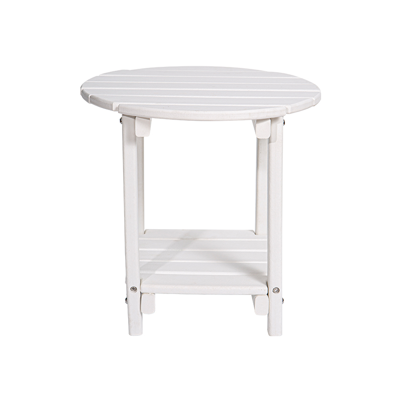 White Wood Grain Effect Rundt multifunksjonelt bord HDPE-materiale med firkantet oppbevaringsstativ