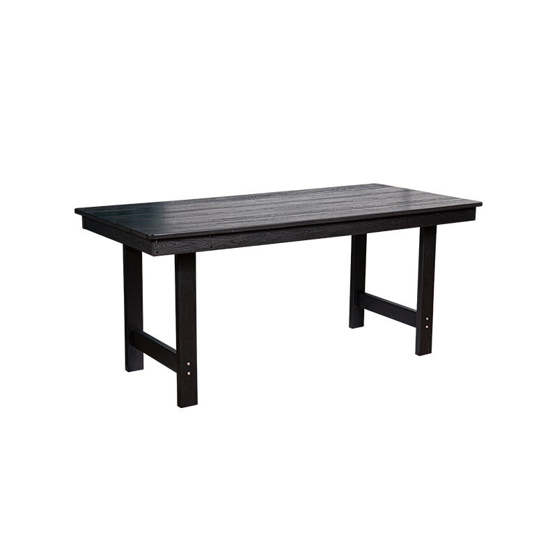 Elegant sort HDPE 7-delt spisestuesett for romslige uteområder