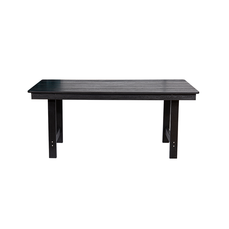 Elegant sort HDPE 7-delt spisestuesett for romslige uteområder